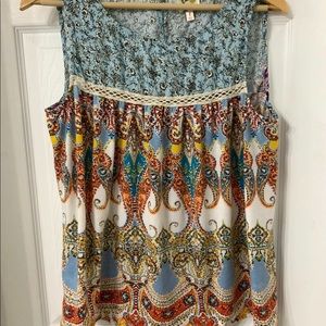 Fig & Flower Anthropologie  Boho Sleeveless Top